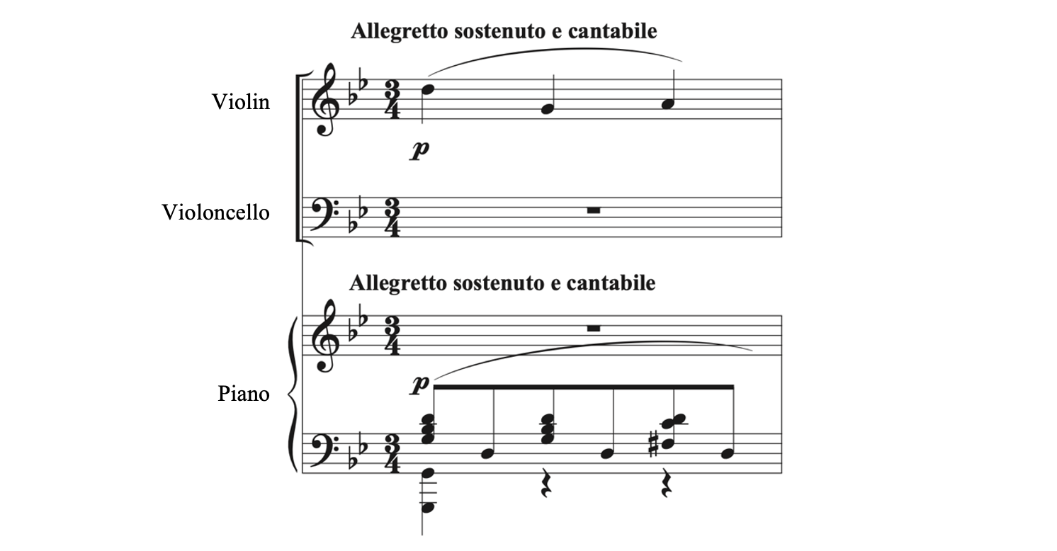 The opening of the fourth movement of Zimmermann's Suite Trio